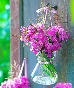 Phlox In Glass Vase paint by number