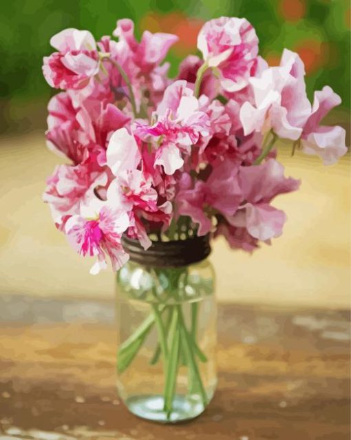 Pink Sweetpea Glass paint by numbers