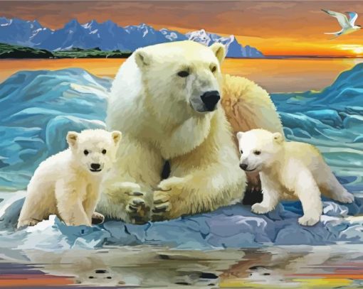 Polar Bear Family paint by number