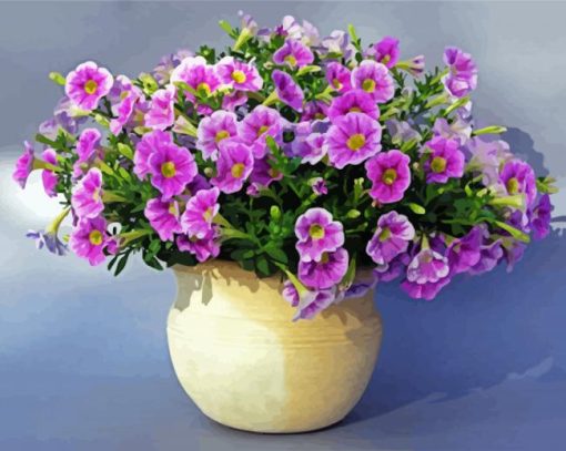 Purple Petunia Vase paint by number