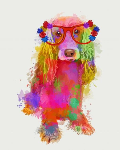 Rainbow Splash Cocker Spaniel paint by number