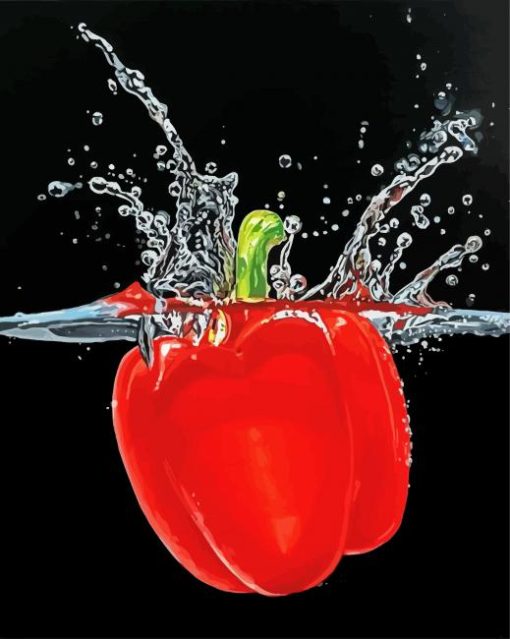 Red Pepper In Waterpaint by number