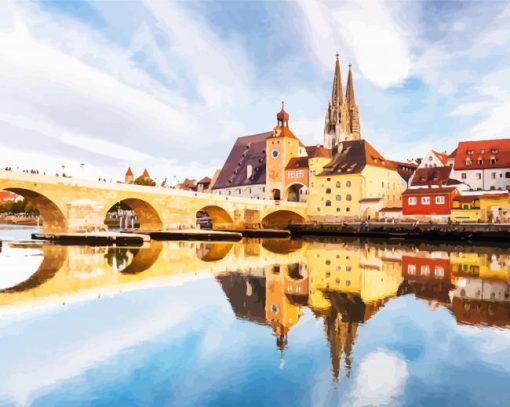 Regensburg Bridge paint by number