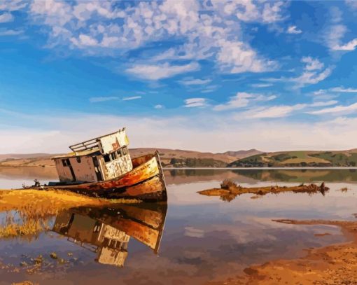 Rusty Abandoned Shipwreck paint by number