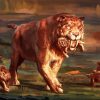 Sabertooth Tiger And Cubs paint by numbers