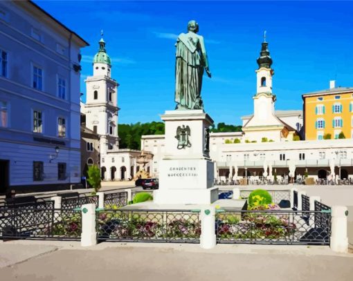 Salzburg Mozart Monument paint by numbers