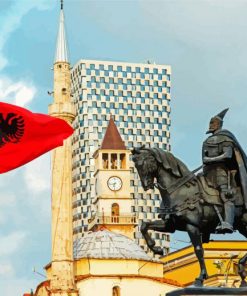 Skanderbeg Statue Tirana paint by number