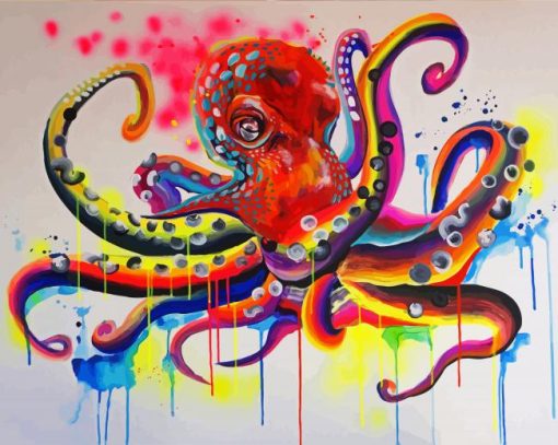 Splatter Colorful Octopus paint by number