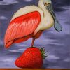 Spoonbill And Strawberry paint by number