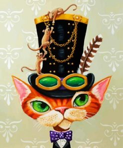 Steampunk Cat paint by numbers