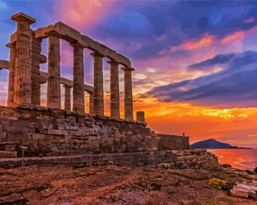 Sunset At Parthenon paint by number