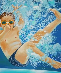 Swimmer Boy Underwater paint by numbers