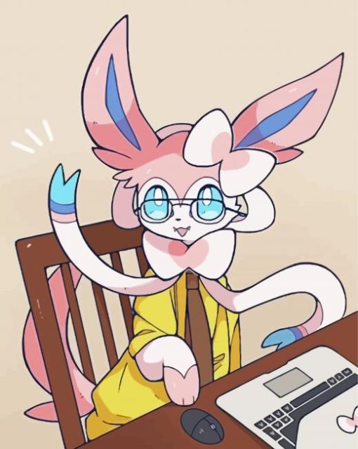 Sylveon Wearing Glasses paint by numbers