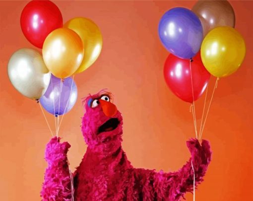 Telly Monster Holding Balloons paint by numbers