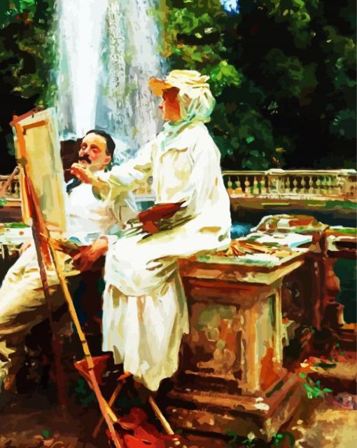 The Fountain Villa Torlonia Frascati Italy By Sargent paint by numbers