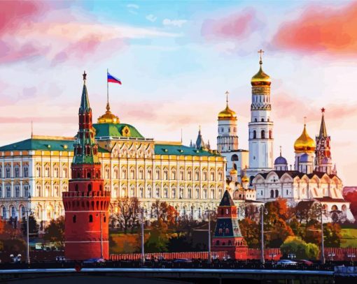 The Moscow Kremlin Russia paint by numbers