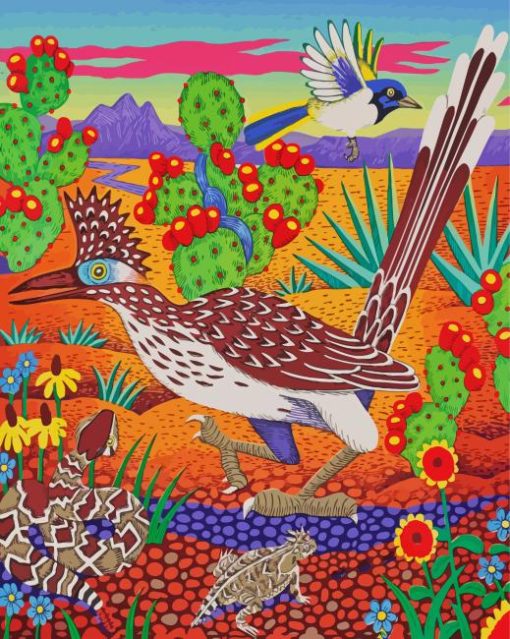 The Roadrunner Bird Art paint by numbers