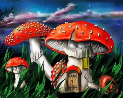 Toadstools House paint by number