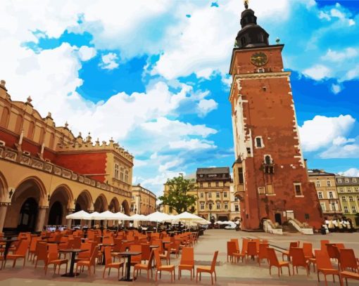 Town Hall Tower Krakow paint by number