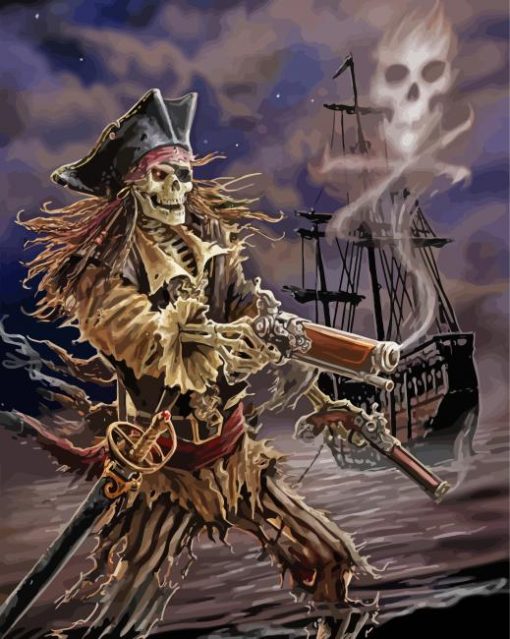 Undead Skull Pirate paint by number