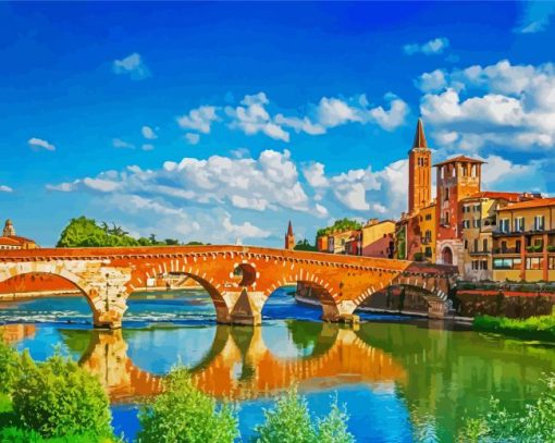 Verona Ponte Pietra Bridge paint by number