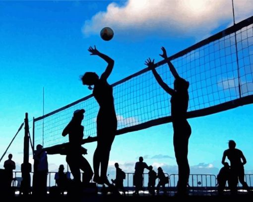 Volleyball Players Silhouette paint by number