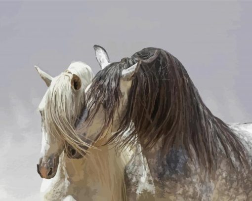 White Andalusian Horses paint by numbers