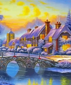 Winter Landscape House paint by number