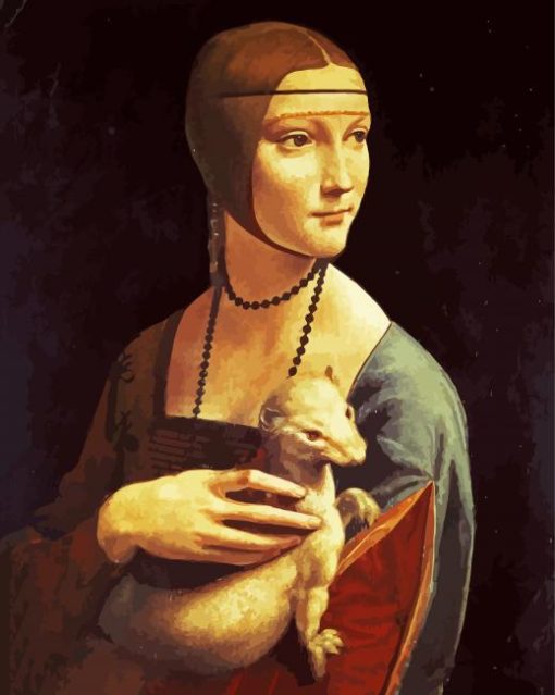 Woman Holding Stoat paint by numbers