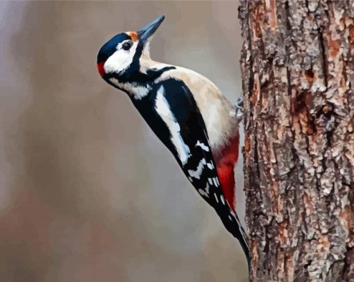 Woodpecker Bird paint by number