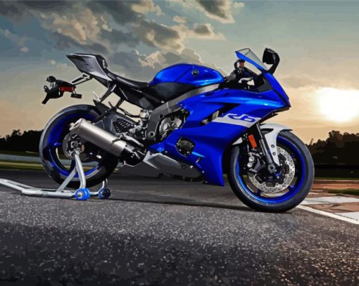 Blue Yamaha R6 paint by numbers