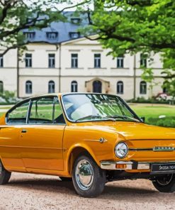 Yellow Vintage Skoda Car paint by numbers