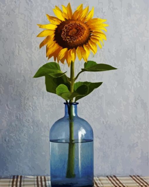 Yellow Sunflower Vase paint by number