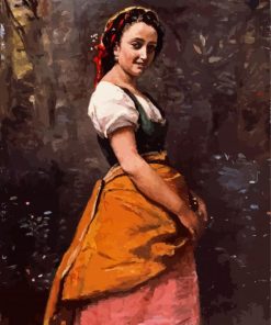 Young Woman In The Woods Corot paint by number