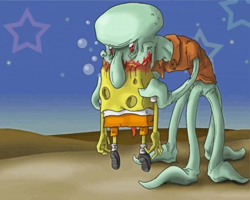 Zombie Squidward paint by number