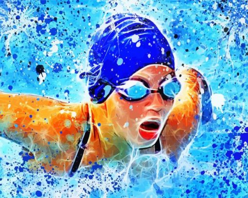 Abstract Swimmer paint by number