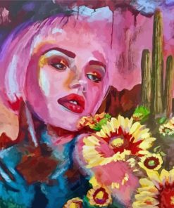 Abstract Lady And Flowers paint by number