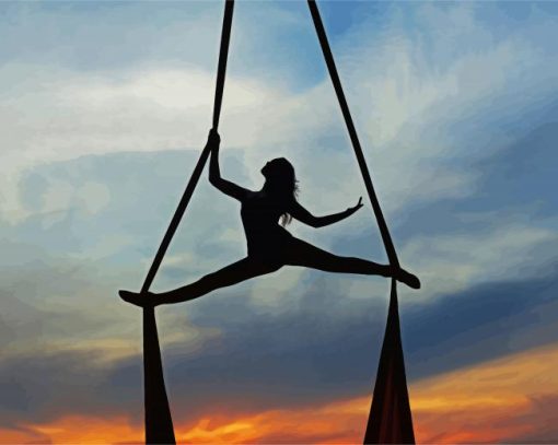 Aerial Ribbon Dancer Silhouette paint by numbers