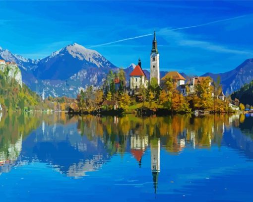 Aesthetic Lake Bled paint by number