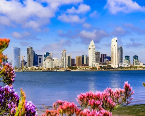 Aesthetic San Diego Skyline Viewpoint Coronado paint by number