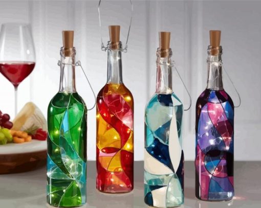 Aesthetic Glass Bottles paint by number