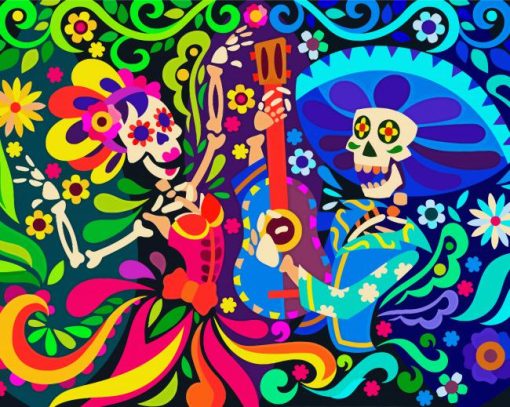 Aesthetic Mexican Skull paint by numbers