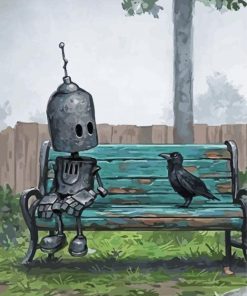 Aesthetic Robot And Bird paint by number