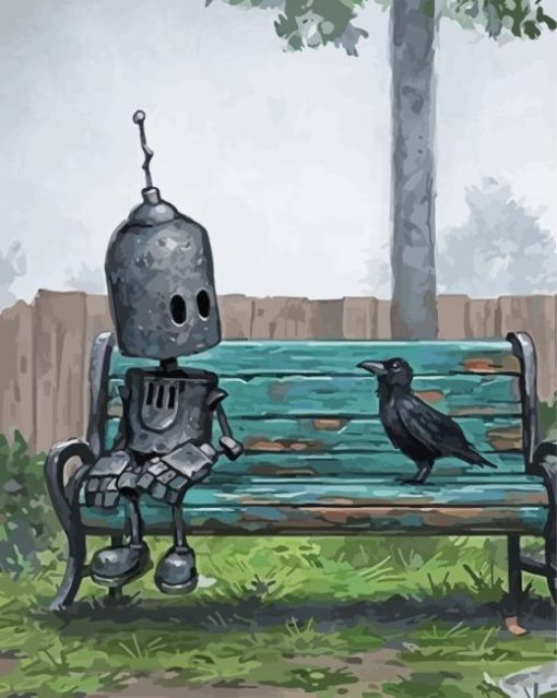 Aesthetic Robot And Bird paint by number