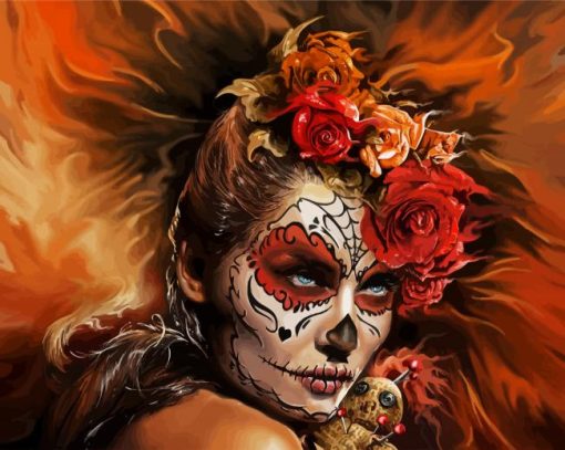 Aesthetic Sugar Skull Woman paint by number