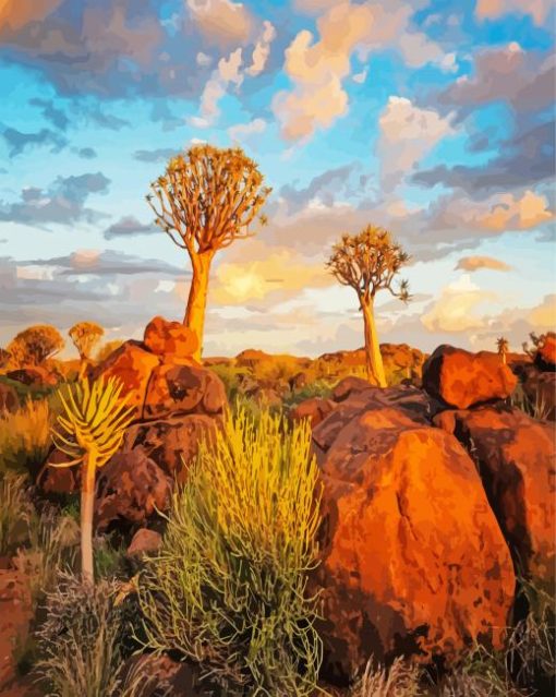 Aloe Dichtoma Trees Nambia paint by numbers