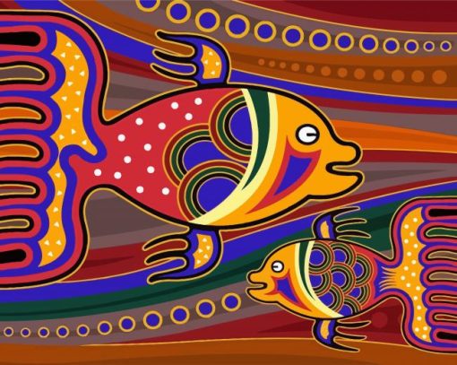 Abstract Colorful Fish paint by numbers