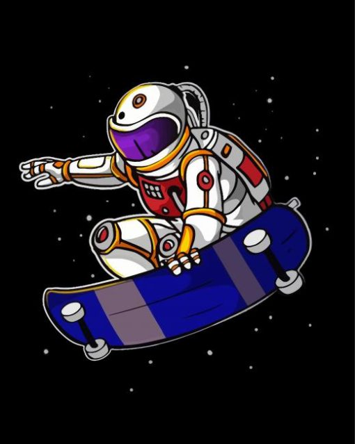 Astronaut Skateboarding In Space paint by number