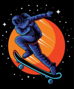 Astronaut Skateboarding paint by number