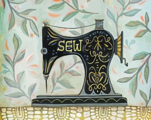 Black Sewing Machine paint by number